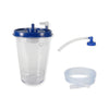 Image of the replacement accessories (clear and blue canister, elbow connector, clear tubing) for PureWick™ urine collection system, the premier solution for managing female urinary incontinence. 